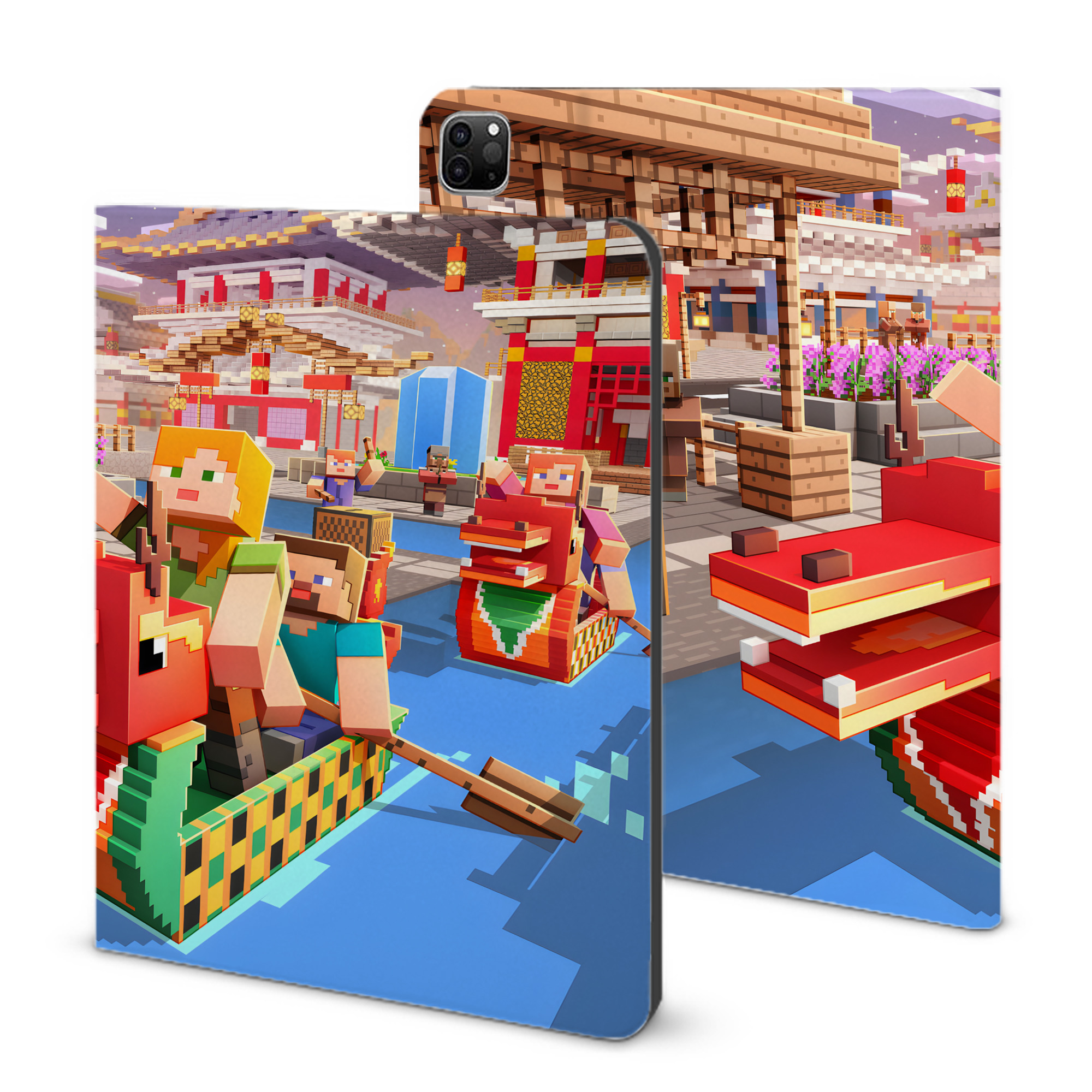 （画像用） マインクラフト ブロックの世界 Minecraft MC Block world IPad ケース ブック型 PUレザー TPU 耐衝撃 軽量 薄型 ペン収納なし 全面保護 IPad 各モデル対応